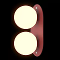 Double Round Globe Wall Lamp With Red Backplate And Color Options 3d model