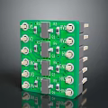 Computer Circuit Board With Green Substrate Multiple Gray Components And White Connectors