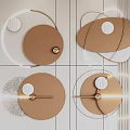 Modern Minimalist Circular Wall Decor with Brown White Accents and Metallic Lines