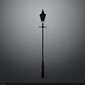 Traditional Street Lamp Structure With Ornate Top And Decorative Lamp Post