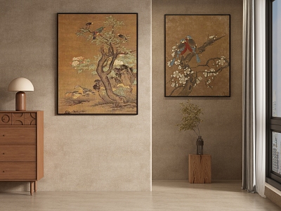 New Chinese Style Vintage Decorative Painting Hanging Painting 3d model