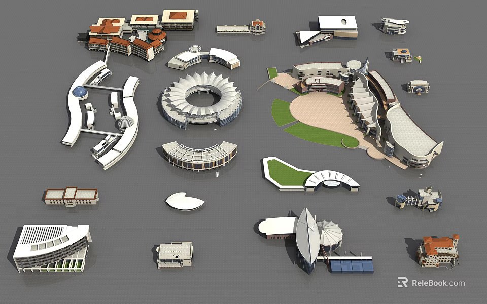 Architectural Models Collection Featuring Various Building Structures And Designs 3d model 