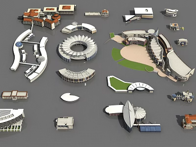 Architectural Models Collection Featuring Various Building Structures And Designs 3d model
