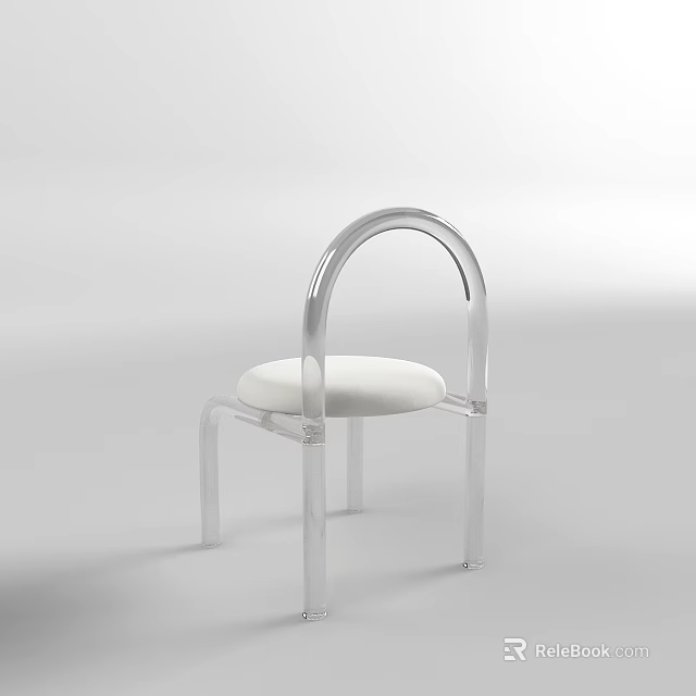 Modern Transparent Frame Leisure Chair With White Cushion And Minimalist Design 3d model 