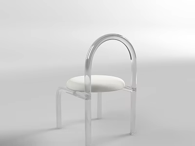 Modern Transparent Frame Leisure Chair With White Cushion And Minimalist Design 3d model