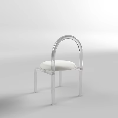 Modern Transparent Frame Leisure Chair With White Cushion And Minimalist Design 3d model