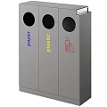 Public Classification Trash Bins With Paper Plastic Waste Icons And Multiple Holes Design