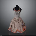 Pink Ballet Dress With Ruffled Skirt And White Red Decorative Details