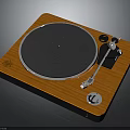 Modern Wooden Turntable With Black Platter Stylish Tonearm And Control Knob