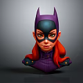 Game Movie Character Design Featuring Purple Helmet Black Mask Green Eyes Red Hair Purple Outfit