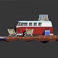 modern bus pixel bus minibus minivan 3d model