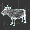 Realistic Brown Cow 3D Model Standing With Horns On Grey Background