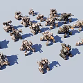 Futuristic Mechanical Weapons Featuring Large Cannons Armored Bodies And Mechanical Legs