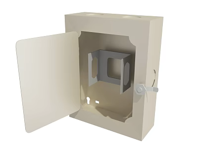 Industrial Electrical Enclosure With Open Door Metal Frame And Beige Finish 3d model