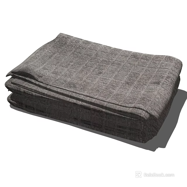 Soft Cotton Gray Checkered Pattern Folded Towel for Bathroom Use 3d model 