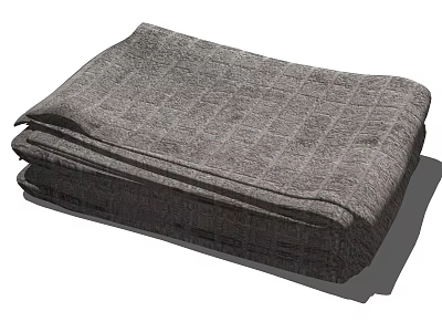 Soft Cotton Gray Checkered Pattern Folded Towel for Bathroom Use 3d model