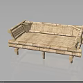 Handcrafted Bamboo Sofa With Natural Woven Design And Solid Log Leg Structure