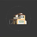Two Story Yellow Building With Red Tiled Roof Balcony And Brazilian Flag Design