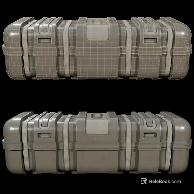 Military Style Hard Storage Case With Protective Straps Secure Latches Top And Side View 3d model 
