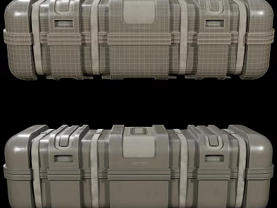 Military Style Hard Storage Case With Protective Straps Secure Latches Top And Side View 3d model
