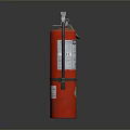 Industrial Red Fire Extinguisher With Metal Handle Hose And Safety Label