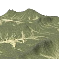 Natural Garden Landscape With Rolling Mountain Ranges And Stream Like Patterns 3d model