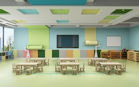 Modern kindergarten class green 3d model