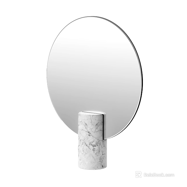 Elegant Round Mirror With White Marble Base And Modern Minimalist Design 3d model 