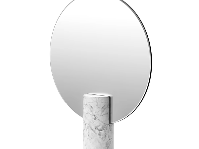 Elegant Round Mirror With White Marble Base And Modern Minimalist Design 3d model