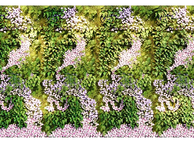Lush Greenery And Flower Vertical Garden Wall 3d model