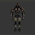 Futuristic Mechanical Robot Character With Camouflage Armor And Metallic Details
