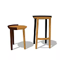 Two Different Wooden Bar Stools With Dark And Light Brown Designs