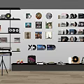 Modern Living Room Wall Decor With Vinyl Records Photos Shelves And Record Player