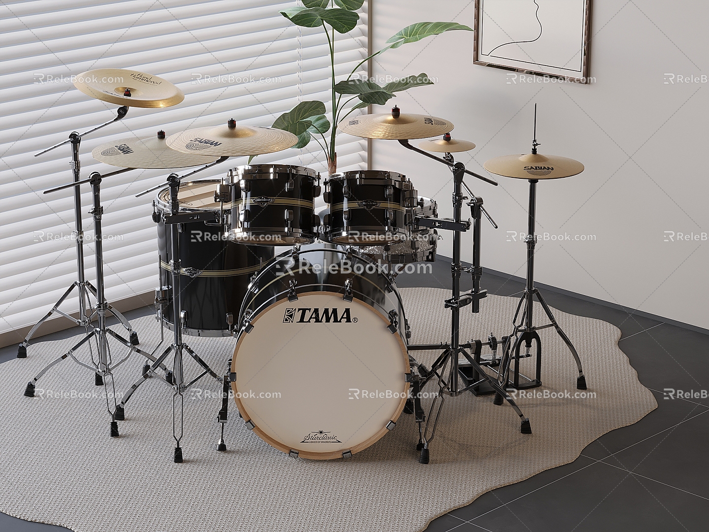 modern drum set musical instrument entertainment equipment 3d model