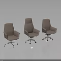 Modern Light Brown Leather Office Chairs With Adjustable Backrest And Caster Wheels 3d model