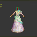 Elegant Detailed 3D Female Character In White Dress With Blue Gold Decorations