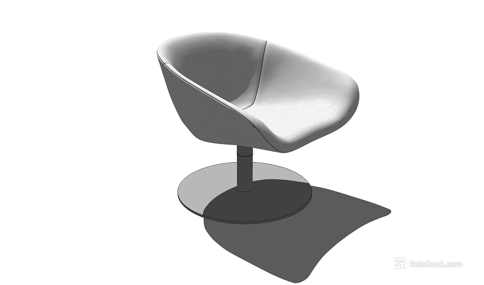 Modern Accent Chair With Curved Backrest And Round Sleek Base Design 3d model 