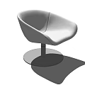 Modern Accent Chair With Curved Backrest And Round Sleek Base Design