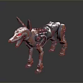 Futuristic Cybernetic Dog With Metallic Body And Red Glowing Eyes