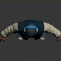 3D Model Male Character Wearing Blue Beanie White Blue Open Jacket Denim Shorts Blue Sneakers