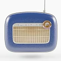 Vintage Blue Entertainment Radio Appliance Featuring Mesh Grille Silver Trim And Knob