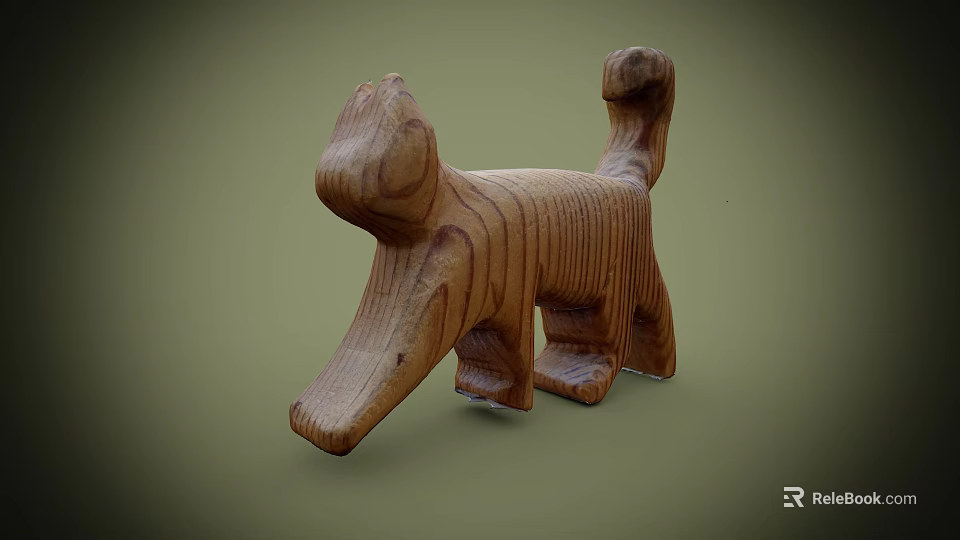 Decorative Wooden Cat Figurine Ornament With Natural Wood Grain And Handcrafted Design 3d model 