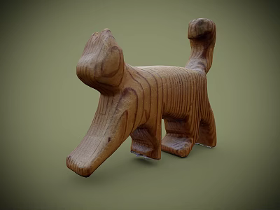 Decorative Wooden Cat Figurine Ornament With Natural Wood Grain And Handcrafted Design 3d model