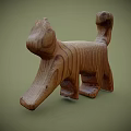 Decorative Wooden Cat Figurine Ornament With Natural Wood Grain And Handcrafted Design
