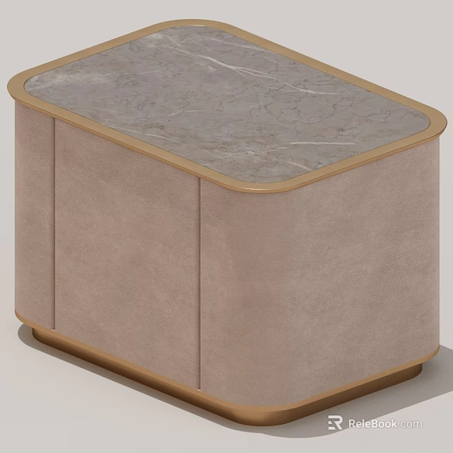 Modern Side Table With Sleek Marble Top And Golden Frame Design 3d model 