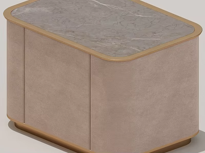 Modern Side Table With Sleek Marble Top And Golden Frame Design 3d model