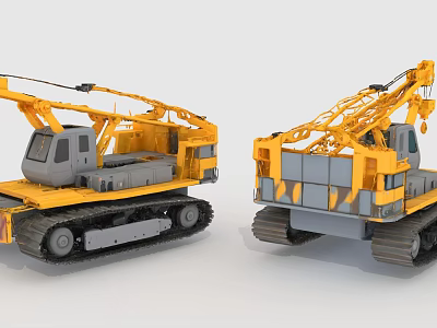 Yellow Tracked Crane With Tracked Undercarriage And Boom For Construction Work 3d model