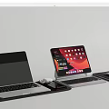 Modern Laptop and Tablet Setup with Wireless Mouse and Leather Mouse Pad 3d model