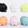 Colorful Piggy Bank Ornament Set with Various Hues for Home Decor