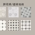 Ceramic Floor Tiles with Various Patterned Designs and Decorative Styles 3d model